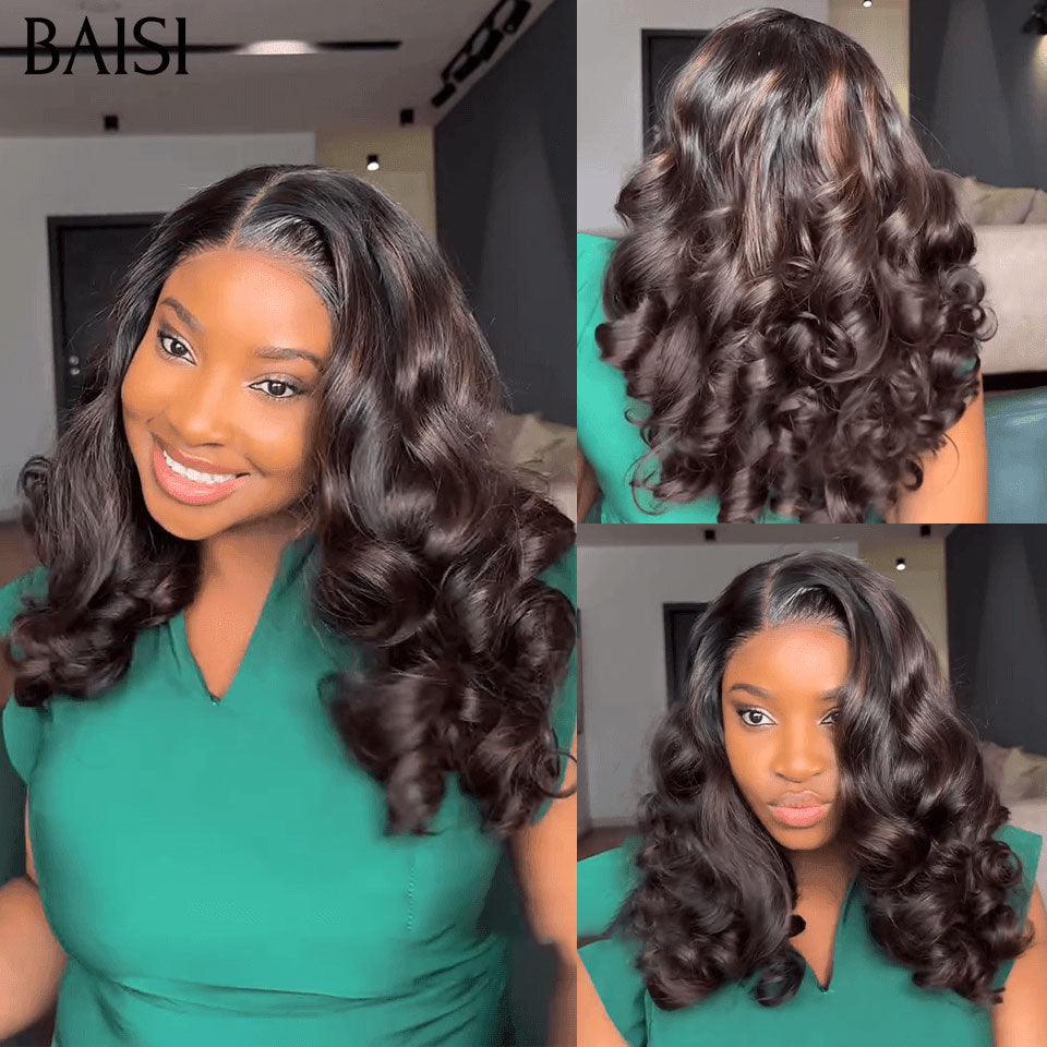 BAISI Perruque bouclés Egg wave NOIR 300% haute densité personnalisé en 100% Cheveux Humains