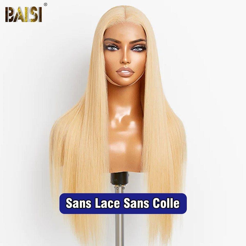 BAISI 13x4 Frontal Perruque Lisse En Blonde #613 Pré-plucked Pas Besoin de Colle en 100% Raw Hair Lace déjà couper
