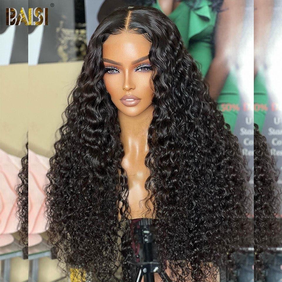 BAISI 13x6 Peluca frontal rizada Pre-arrancada No se necesita pegamento en encaje de cabello 100% crudo ya cortado B