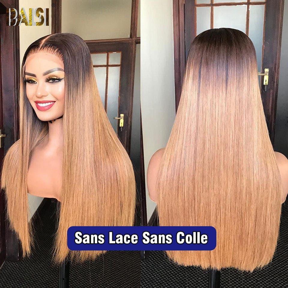 BAISI Achetez 2 perruques minimum au prix d'usine fournisseur 13x4 Lace Frontal Perruque Lisse En Couleur #1B#4#27 Sans Colle Lace déjà couper Facile à Porter En 100% Cheveux Humains (Pas Besoins De Code)