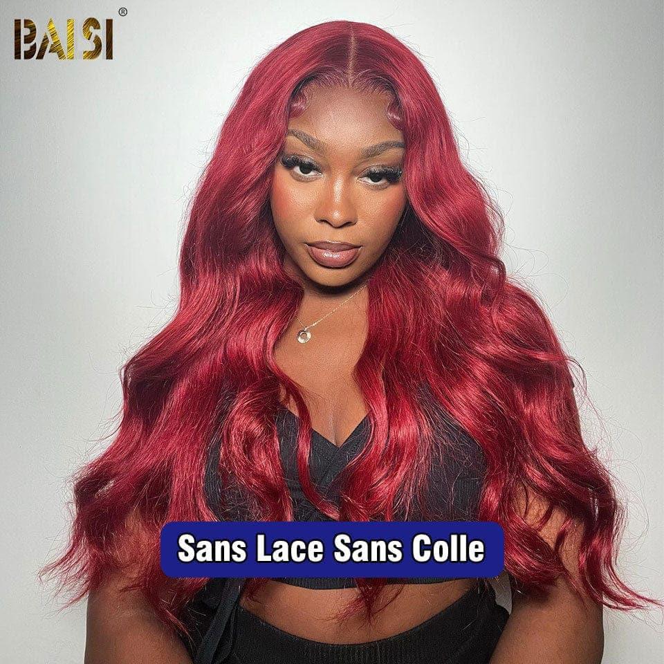 BAISI Achetez 2 perruques minimum au prix d'usine fournisseur 13x4 Lace Frontal Perruque Body Wave Rouge Sans Colle Lace déjà couper Facile à Porter en 100% Cheveux Humains (Pas Besoin de Code)
