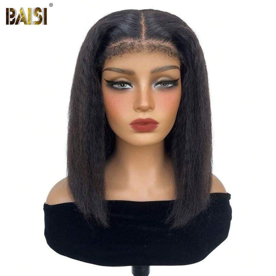 BAISI 13X4 lace frontal perruque Kinky Straight en haut de gamme avec les Baby Hair naturel sans lace sans colle 100% vrais cheveux humains WX030903