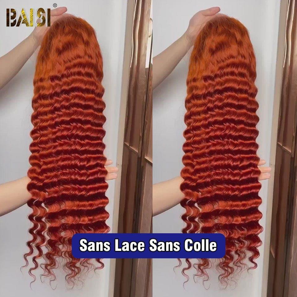 BAISI Achetez 2 perruques minimum au prix d'usine fournisseur 13x4 Lace Frontal Perruque Deep Wave Orange Sans Colle Lace déjà couper Facile à Porter en 100% Cheveux Humains (Pas Besoin de Code)