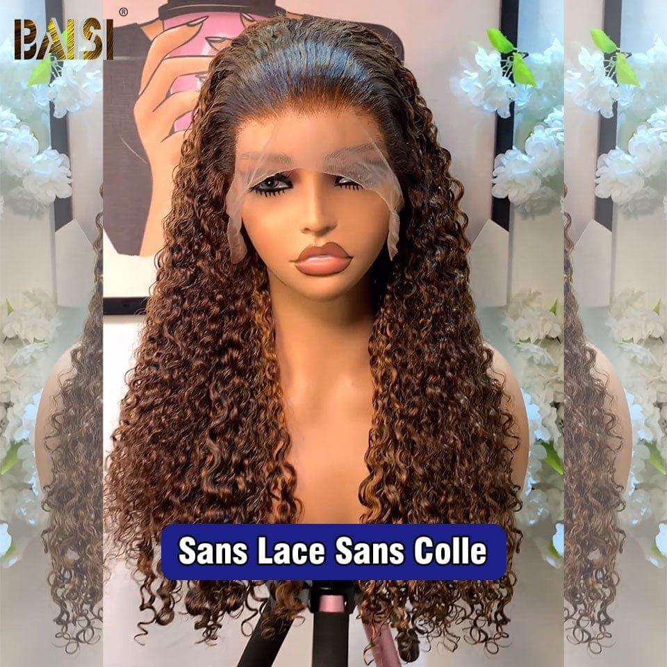 BAISI Achetez 2 perruques minimum au prix d'usine fournisseur en France TVA 0€ 48H arrivé 13x4 Lace Frontal Perruque Deep Wave En Couleur Mixte #4#27 Sans Colle Lace déjà couper Facile à Porter En 100% Cheveux Humains (Pas Besoins De Code)