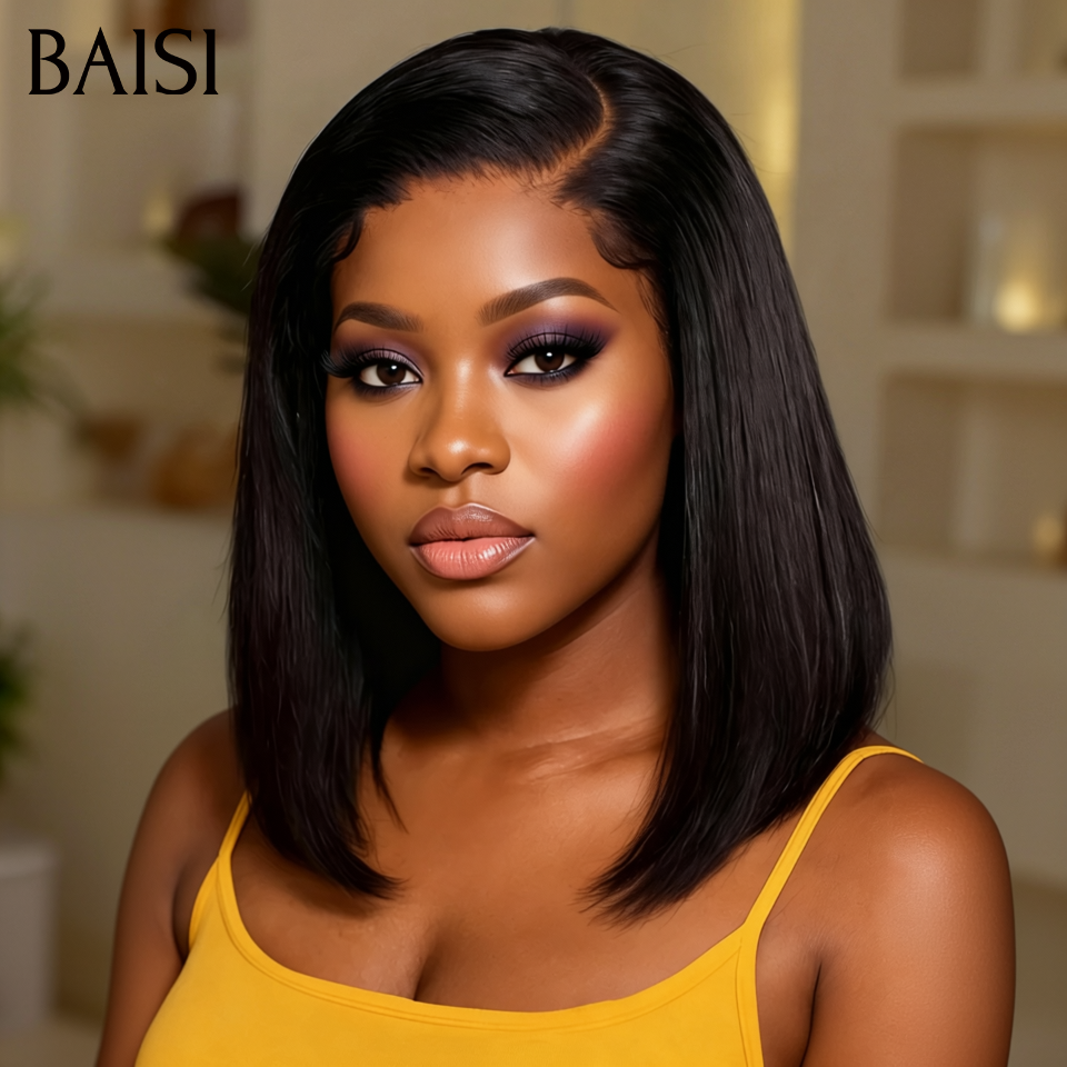BAISI Peruca frontal lace 13x4 10 polegadas cabelo natural 76€ ou lace 2X6 liso 10 polegadas bob de luxo 98€