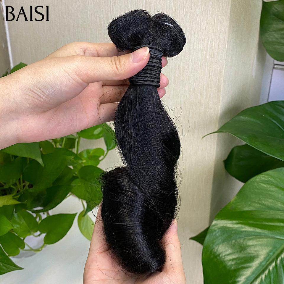 BAISI 15A Grade 3 Balls of Virgin Hair Weaves 100% Vietename Hair Double Drawn Fumi Hair Egg Curl