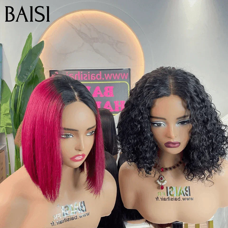 BAISI HAIR FR 2 Perruques Pixie 98€ ou 2 Bob 2x6 lace 150€ Lisse 1BT99J# et 4X4 lace water wave En 100% Cheveux Humains
