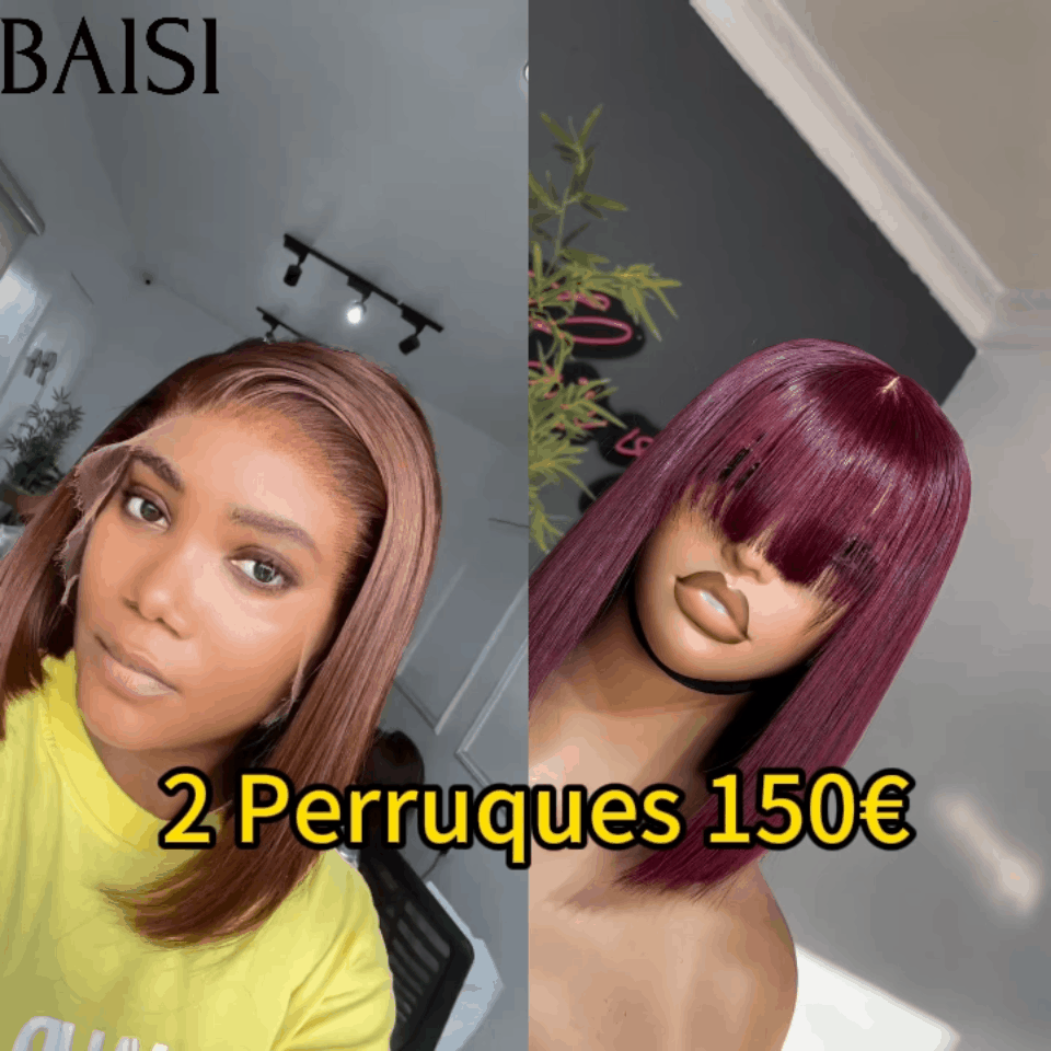 BAISI vente flash 2 perruques 150€ PROMOTION en 100% vrais cheveux humains (pas besoin de code)