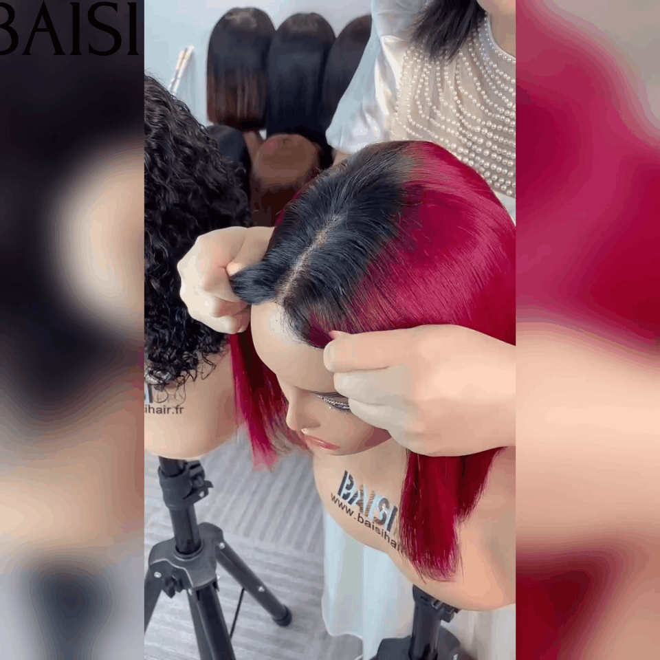 BAISI HAIR FR 2 Perruques Pixie 98€ ou 2 Bob 2x6 lace 150€ Lisse 1BT99J# et 4X4 lace water wave En 100% Cheveux Humains