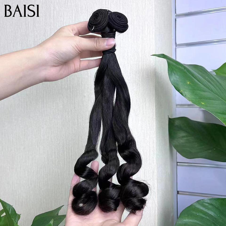 BAISI 15A Grade 3 Balls of Virgin Hair Weaves 100% Vietename Hair Double Drawn Fumi Hair hook straight Smooth