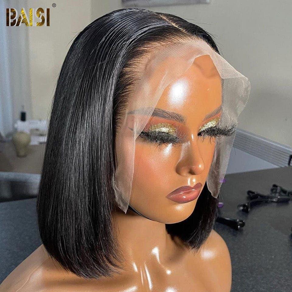 BAISI Achetez 1 + 1 Gratuite = 218€ bob 16 Pouces et 4X4 lisse 8 pouces ou 2 Acheté + 2 Gratuits =236€ en 100% vrais cheveux humains (pas besoin de code)