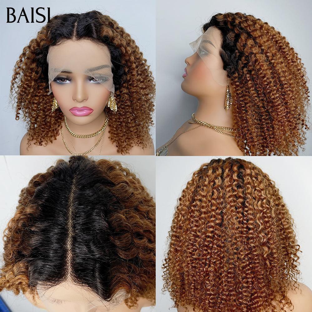 BAISI Bob Afro Curl Perücke 12 Zoll Braun und Schwarz 1BT30# zum halben Preis aus 100 % Echthaar MP50