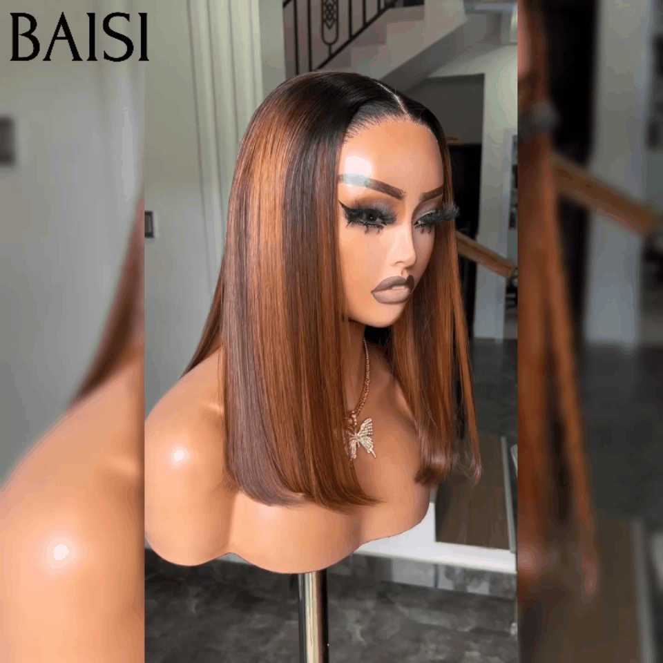 BAISI 2X6 Perruque de Luxe LISSE 1B4/30# 100% VIETNAM HAIR 250% haute densité en 100% Cheveux Humains