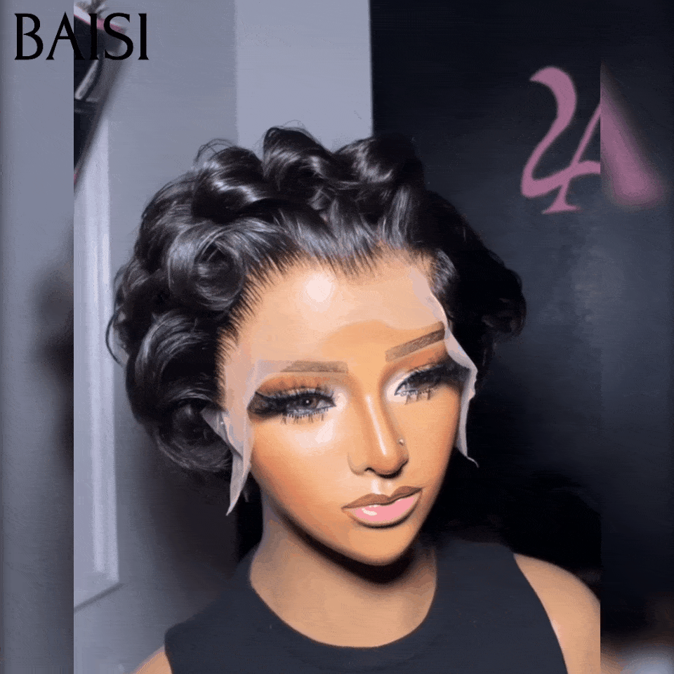 BAISI Noël PROMO 69€ Pixie Vague Frontale 13x4 lace Couleurs noir 100% identique à la photo