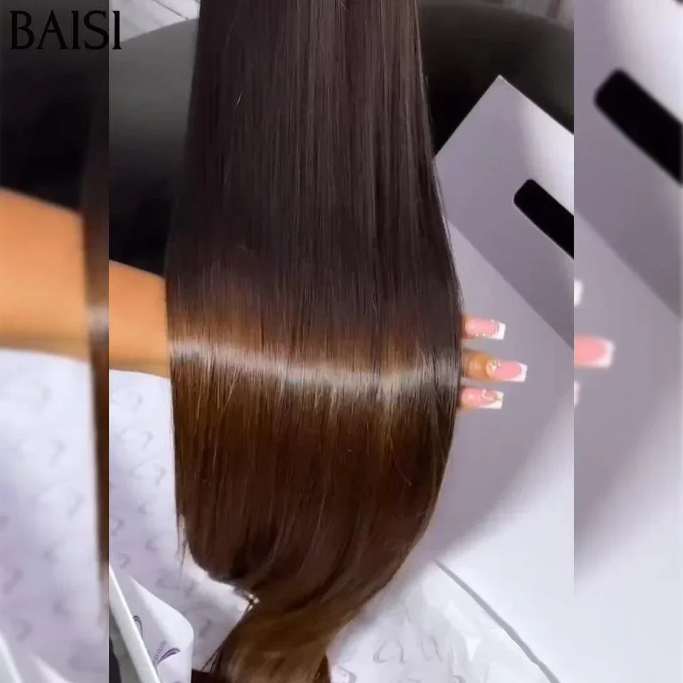 BAISI SDD BONE STRAIGHT 100% Vietnamese hair Pré-plucked lace invisible frontale pré-épillées résultat impeccable 13x4 Frontal Perruque Lisse en couleur #1B4 Pré-plucked Pas Besoin de Colle en 100% Raw Hair Lace déjà couper