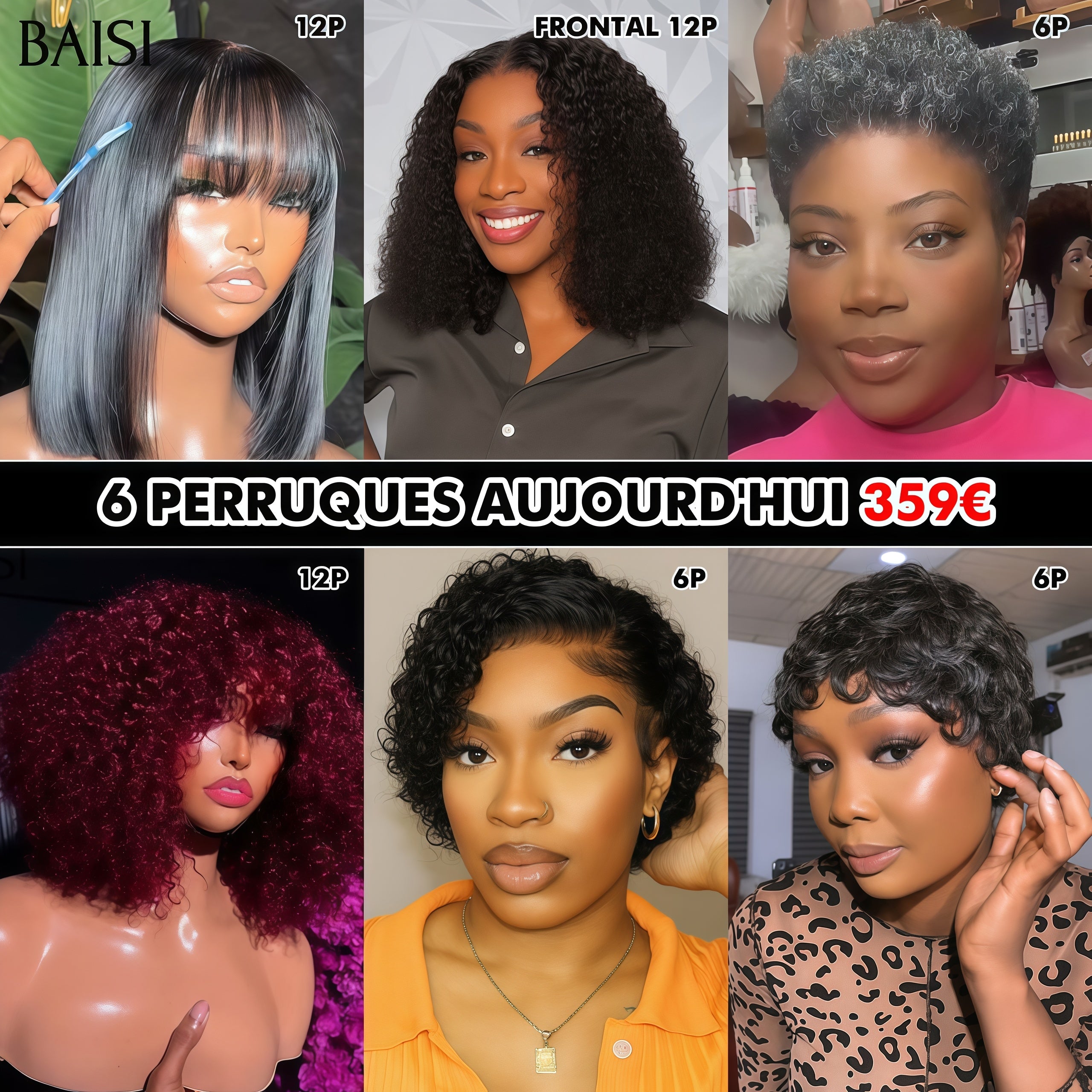 BAISI Blitzverkauf 6 Perücken aus 100 % Echthaar 350 Euro (kein Code erforderlich)