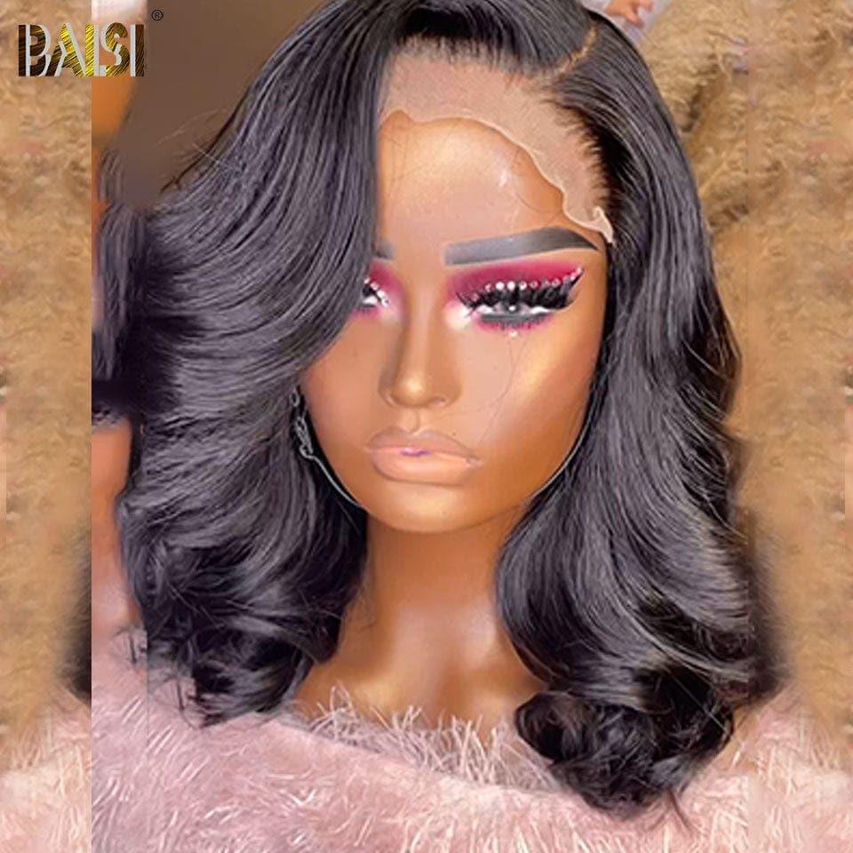 BAISI 3 Coiffures 158€ 2X6 lace 8 Pouces et 13x4 pixie 1BT4/350# et sans colle finger wave ou 4 Perruques en France pour revendre 440€ VIP400 en 100% vrais cheveux humains Réduction avec code promo