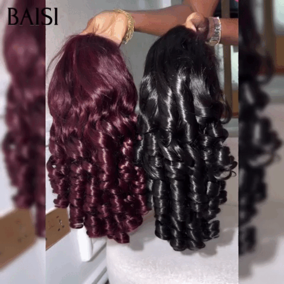 BAISI 13x4 perruque loose wave en couleur Bordeaux 99J# ou NOIR en 100% cheveux humains en cheveux indians brésiliens de bonne qualité