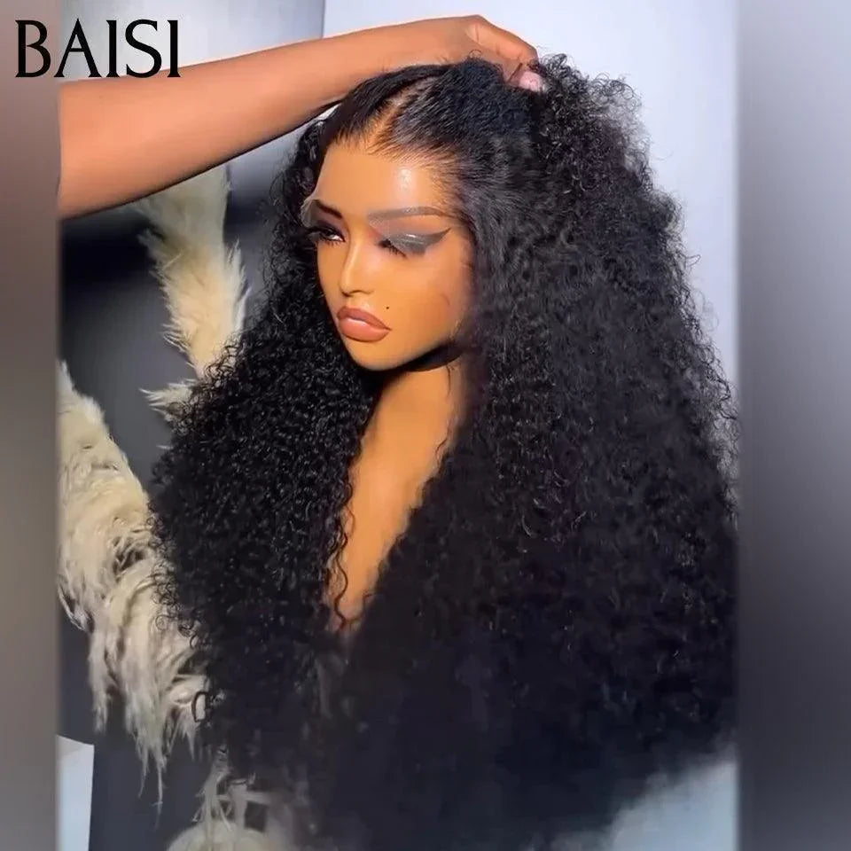 BAISI Noël PROMO Volume de 300% densité moitié prix Lace Frontale Perruque Curly en 100% cheveux humains MP50