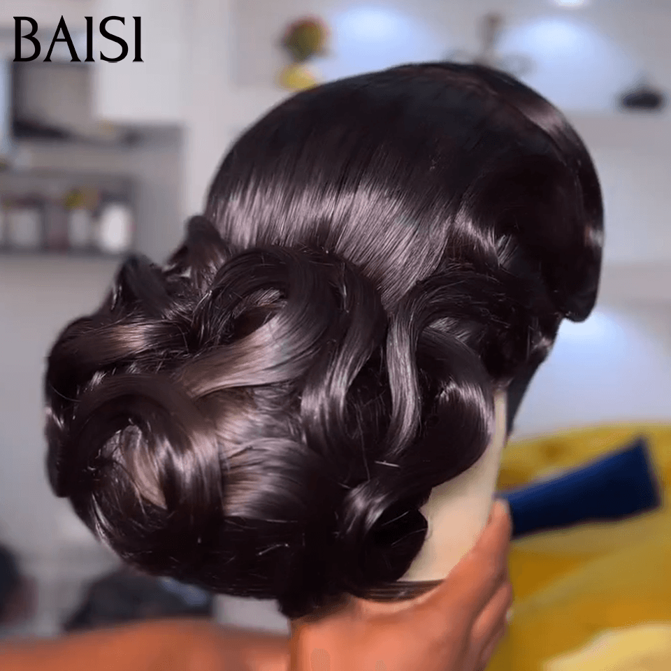 BAISI Coiffure de luxe Linda ou Emma Perruques Mariage Prête à porter chignon et personalisation comme sur la vidéo 100% identique avec lace frontale pour mariage ou événement spécial BS120