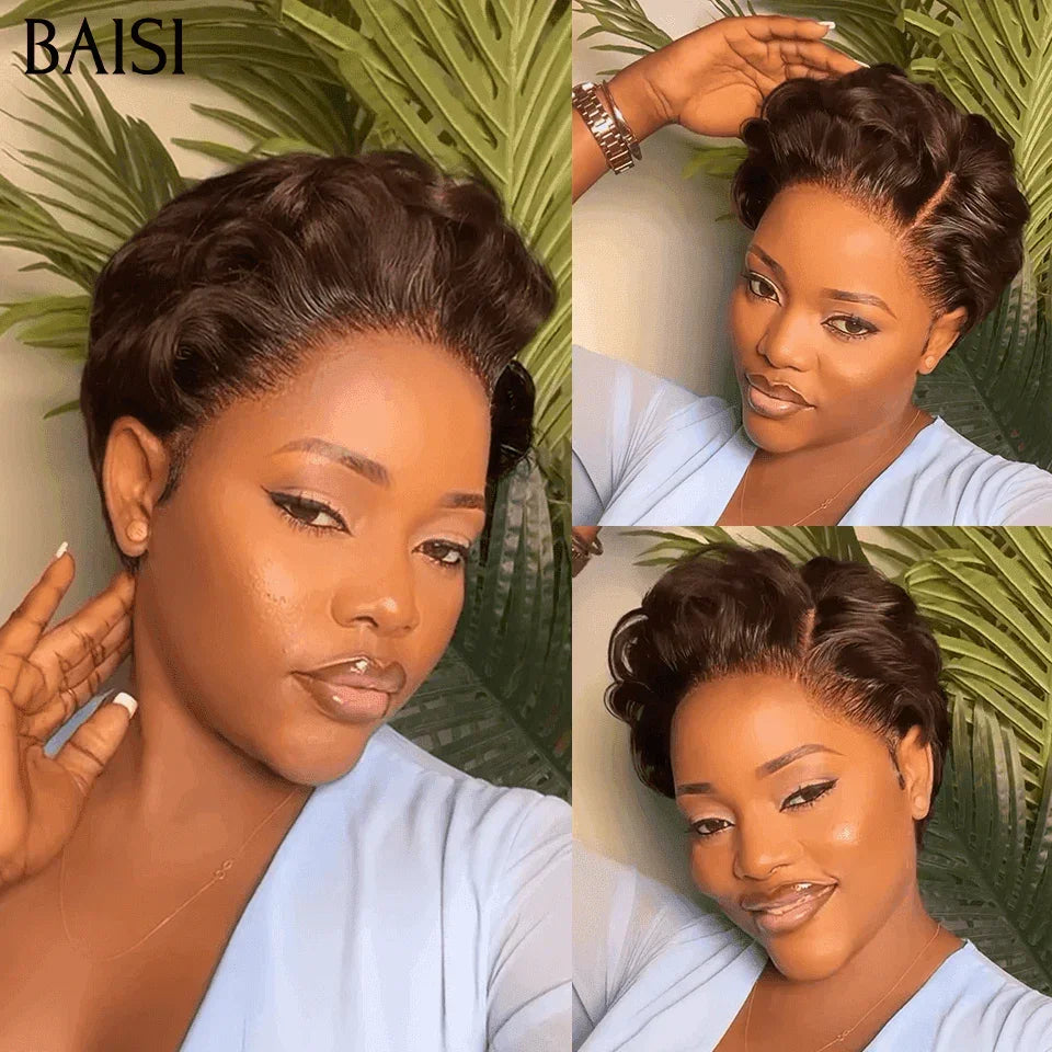 BAISI Peluca ondulada Pixie en color negro 52€ en 100% Cabello Humano FR38
