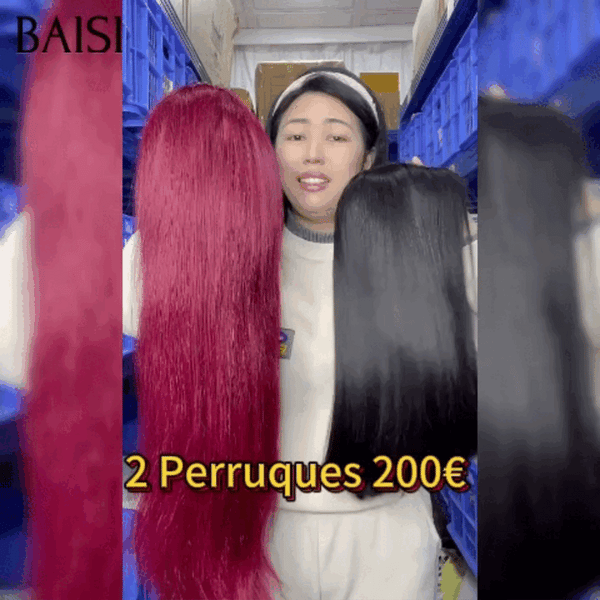 BAISI vente flash 2 perruques 200€ 13X4 lace 99J# 18 pouces et noir 12 pouces ou 4 perruques en 100% vrais cheveux humains 700 euro MP50