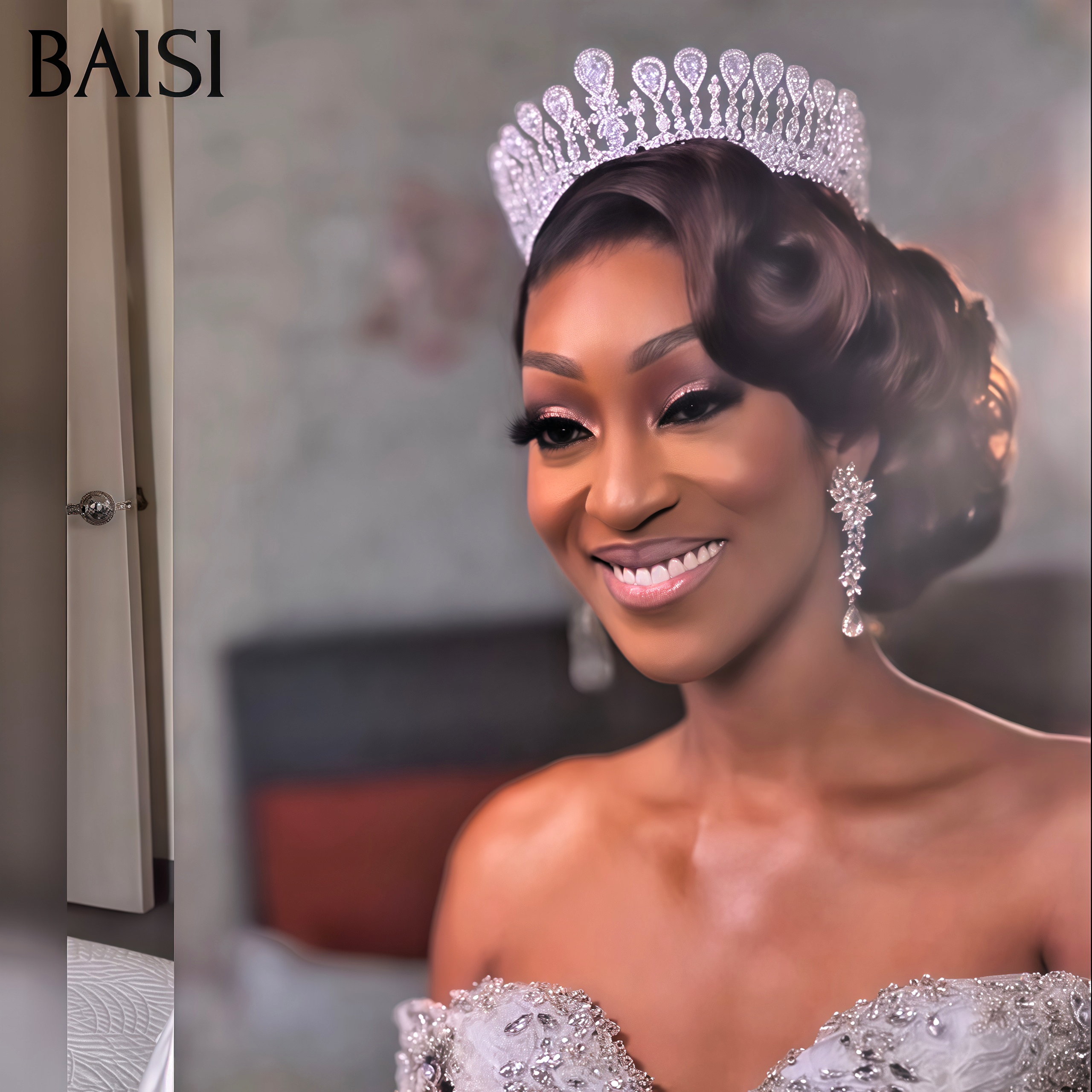 BAISI Coiffure de luxe Coiffure Ophélie Perruques Mariage marron Prête à porter chignon et personalisation comme sur la vidéo 100% identique événement spécial FR40