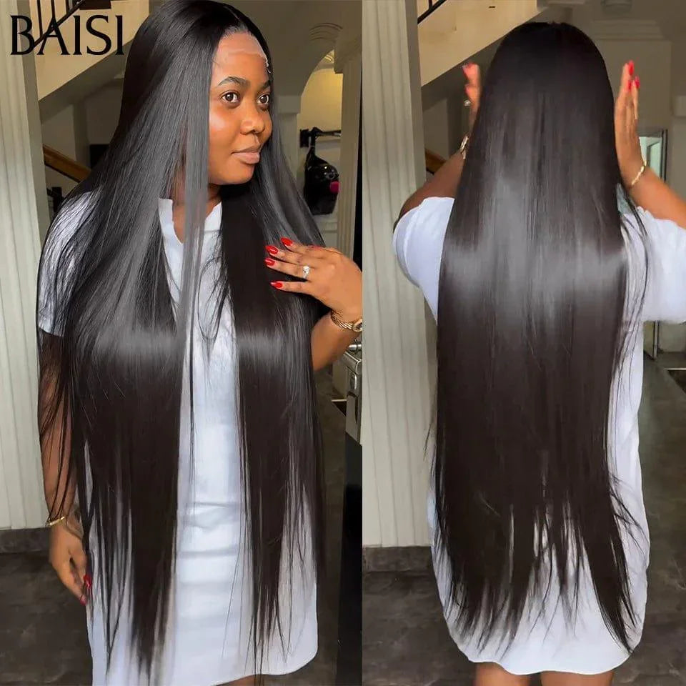 BAISI 4X4 closure long 30 pouces 299€ Perruque Naturelle Lisse 200% Densité 100% Cheveux humains