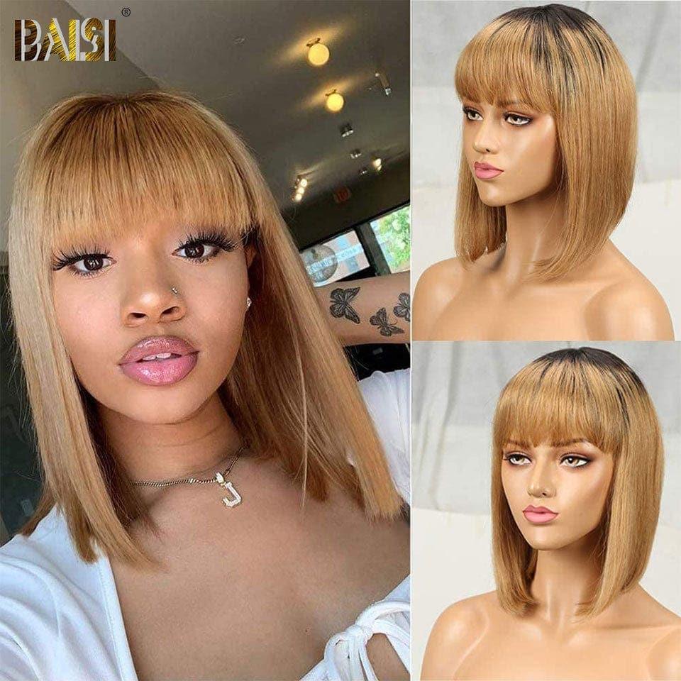 Peluca china BAISI con flequillo en color miel #4#27