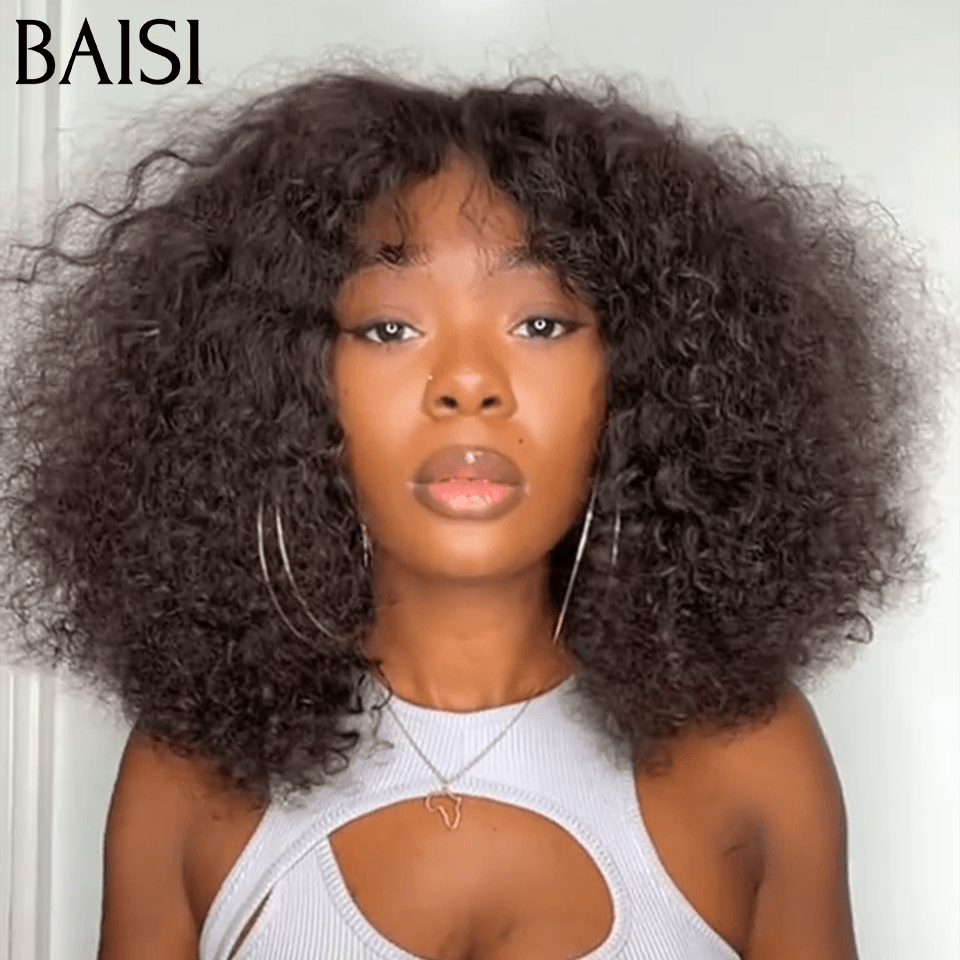 BAISI Grande SOLDES 4X4 Closure Perruque 98€ 12 Pouces water wave 250% Densité 100% Cheveux humains