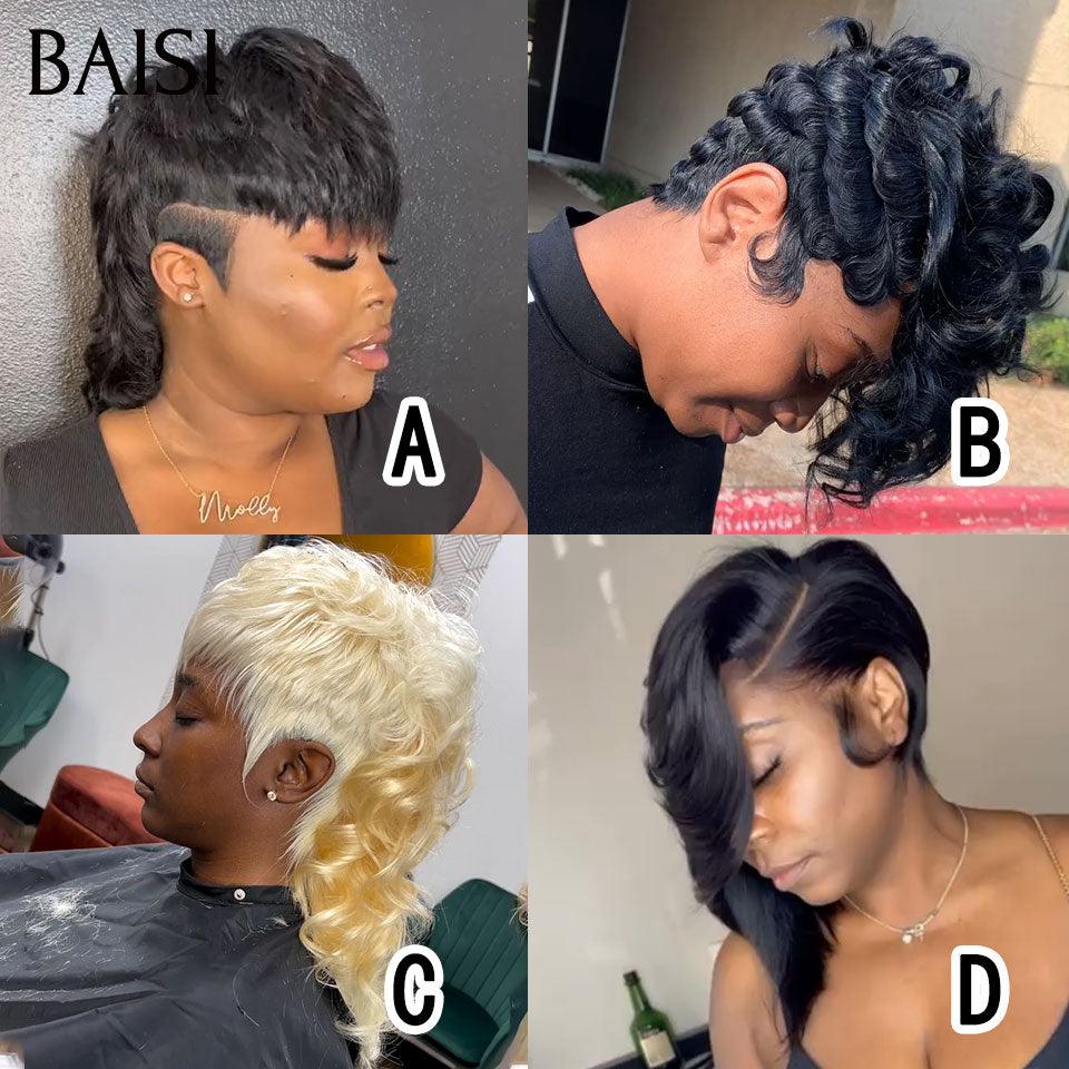 BAISI Perruque personnalisée coiffure ABDC et coupe et couleurs comme sur la photo 100% cheveux humains BS65