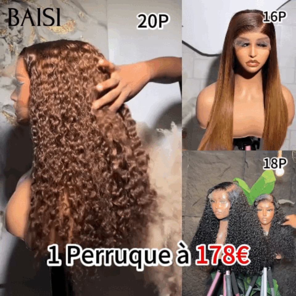 BAISI 2 Parrucche SENZA colla Onda corporea e ondulata da rivendere €275 18 pollici in capelli umani veri al 100% VIP100