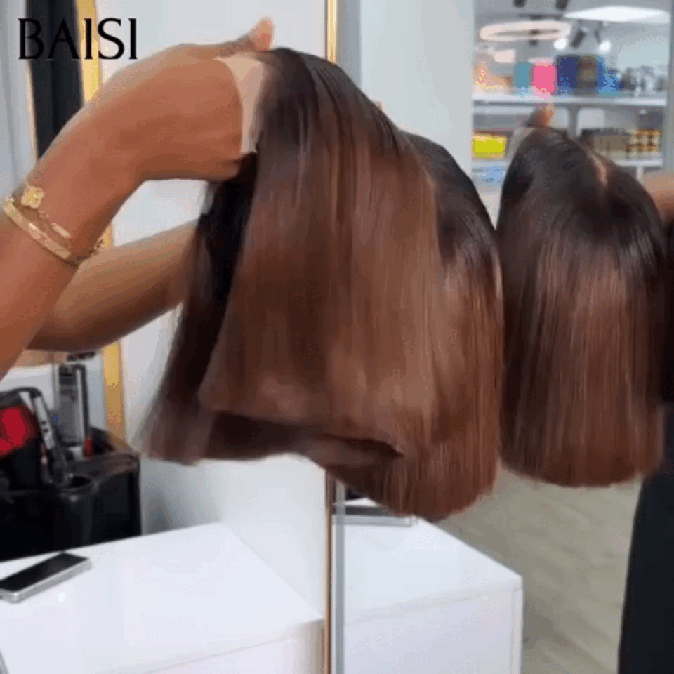 BAISI 15A SDD BONE STRAIGHT 300% densidad 13X4 Pelucas bob rectas de lujo A1 hechas con cabello doble dibujado