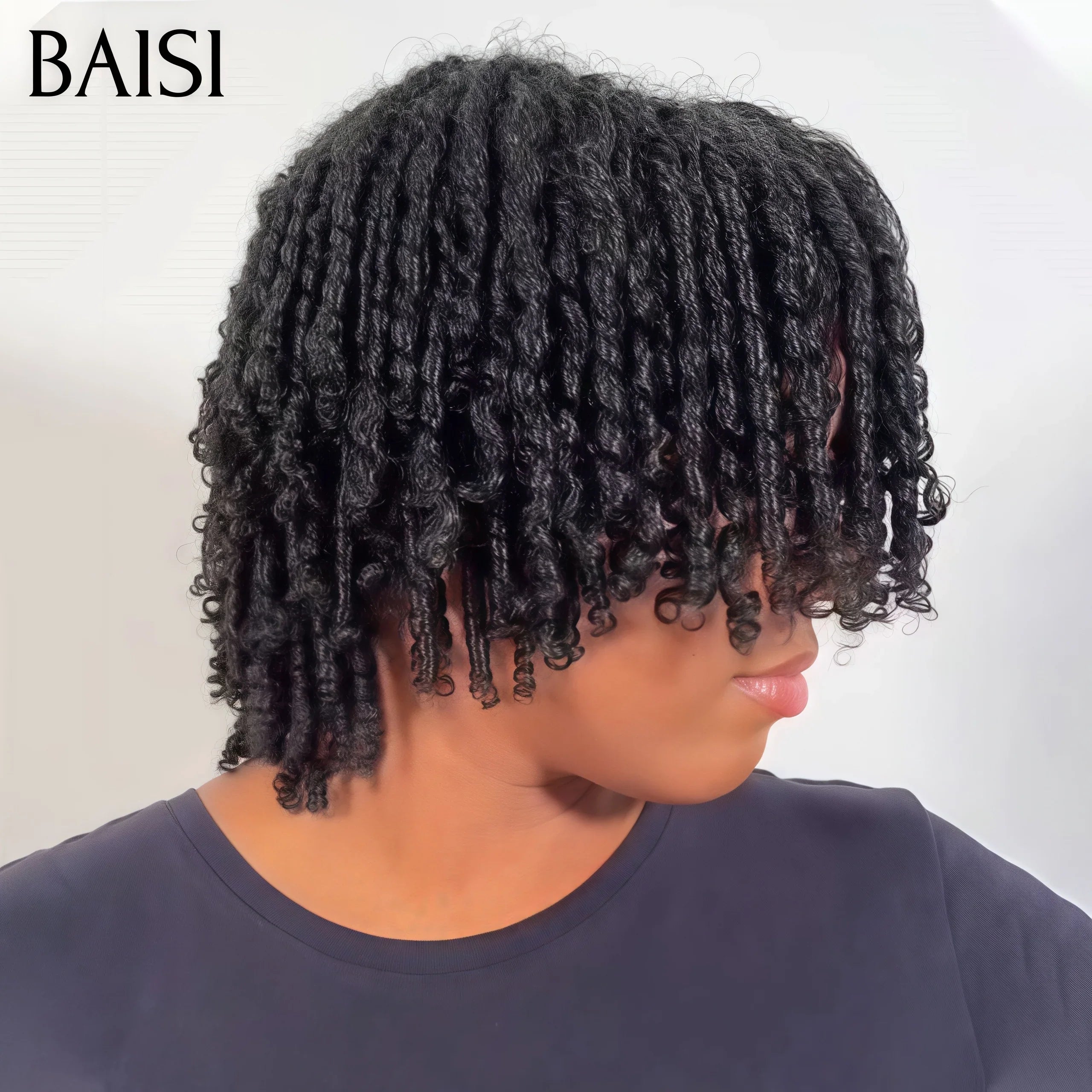 BAISI Afro-Lockenperücke mit Pony in Schwarz 100% Echthaar Kaufen Sie 5 Stück, Neupreis