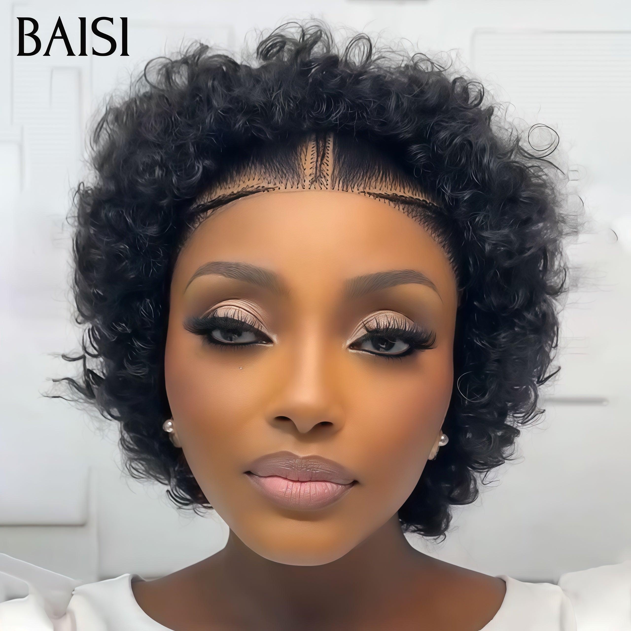 BAISI Grande lace frontale avec natte prête à porter sans colle simple et efficace résultat beau et naturel ou perruque bouclée 85€