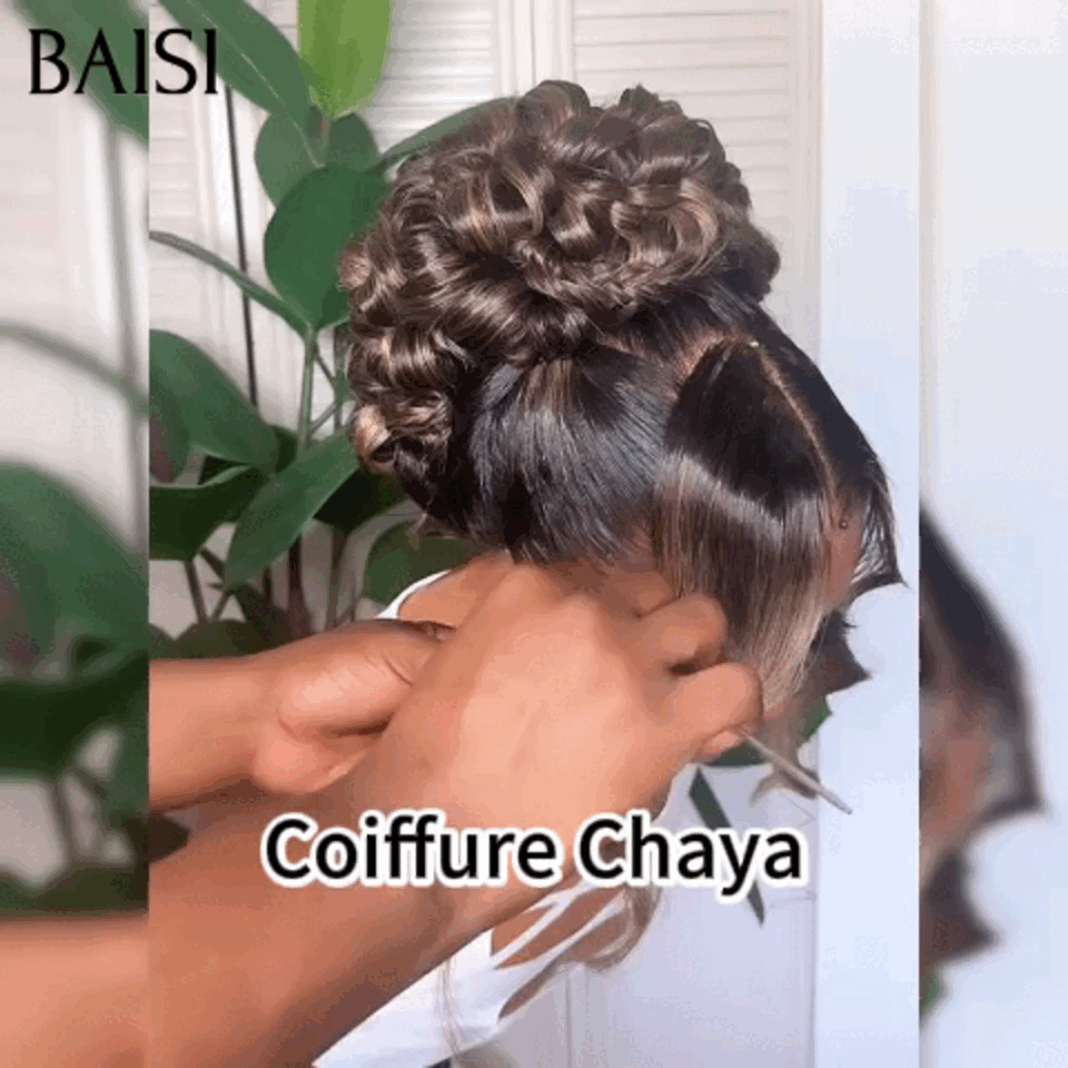 BAISI Coiffure de luxe Chaya Perruques Mariage Prête à porter chignon et personalisation comme sur la vidéo 100% identique avec lace frontale pour mariage ou événement spécial en couleur 1BT27# BS120