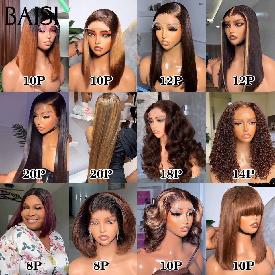BAISI Lot De 12 Perruques Abordable 880€ En 100% Cheveux Humains Modèle personnalisé De Bonne Qualité En Promotion Code: BS65