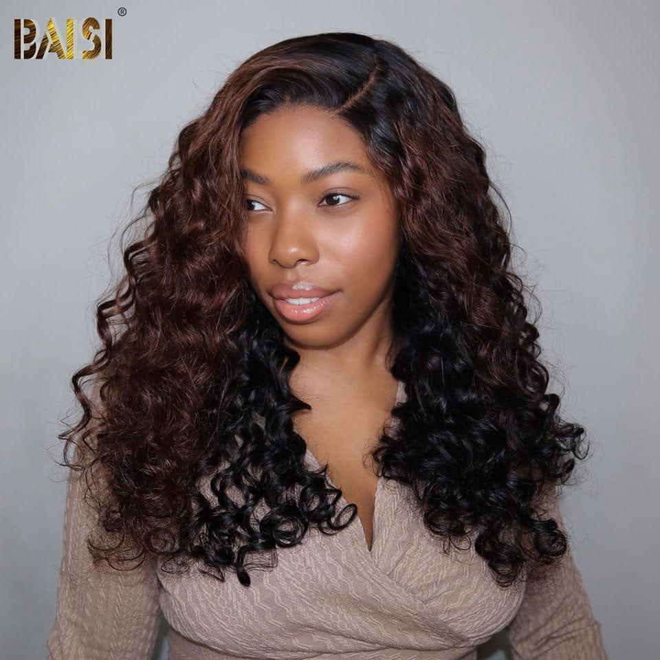 Parrucca onda riccia BAISI 7X5 in colore Nero mix Marrone in capelli umani veri al 100% MP50