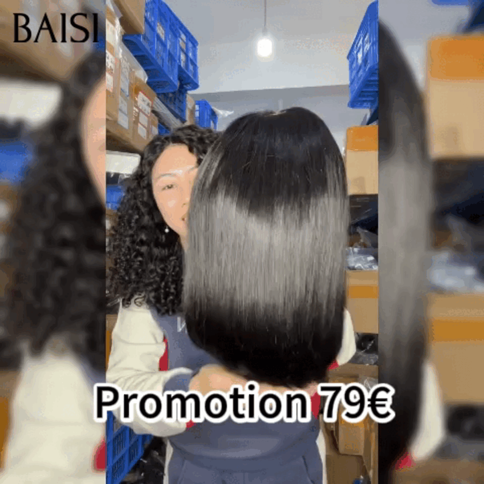 BAISI 13X4 Perruque Bob Lisse 10 Pouces 79€ En Noir Pré-plucked Pas Besoin de Colle en 100% Raw Hair Lace déjà couper ou 4X4 lace water wave 14 pouces BS65