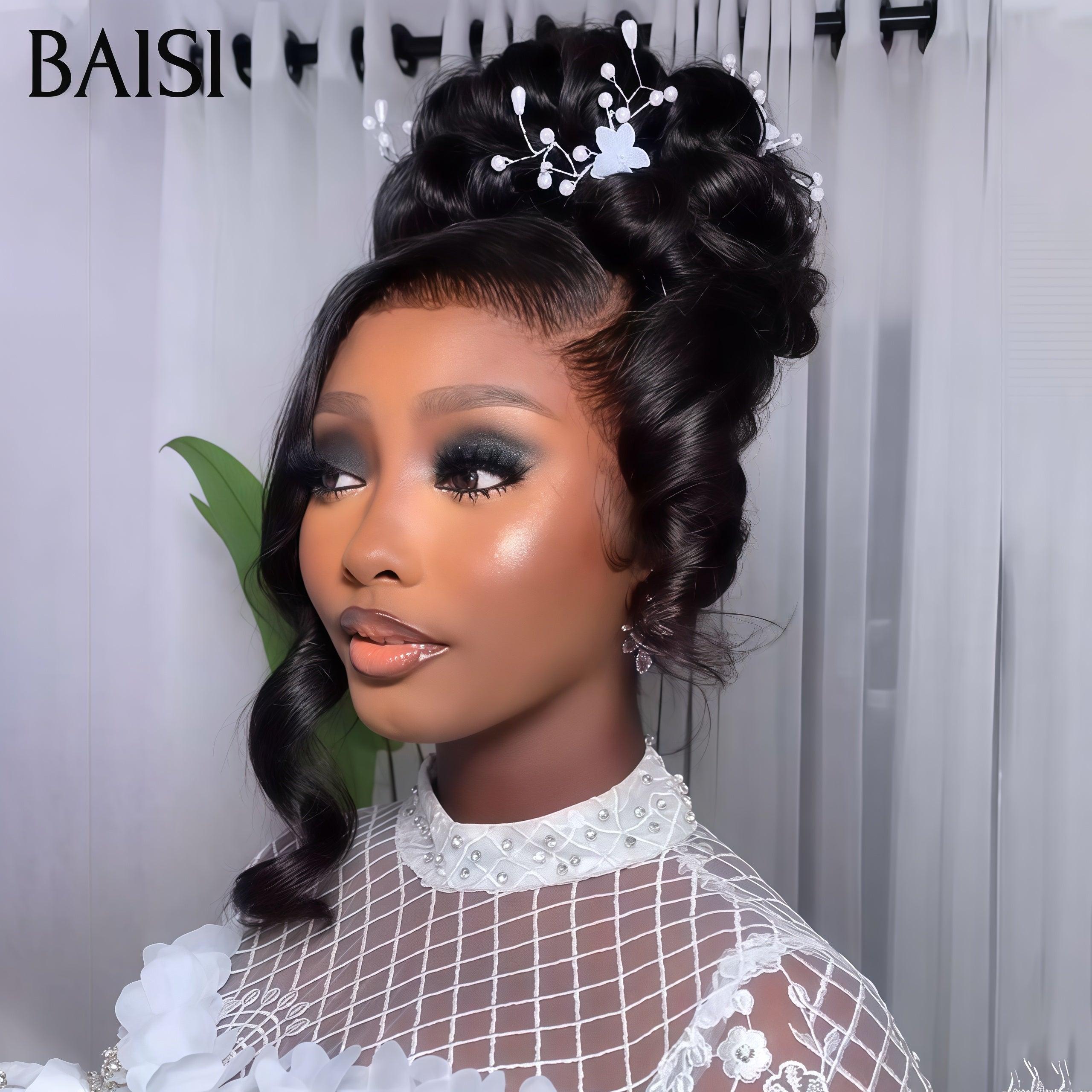 BAISI Coiffure de luxe Lyuba Perruques Mariage noir Prête à porter chignon et personalisation comme sur la vidéo 100% identique avec lace frontale événement spécial VIP100