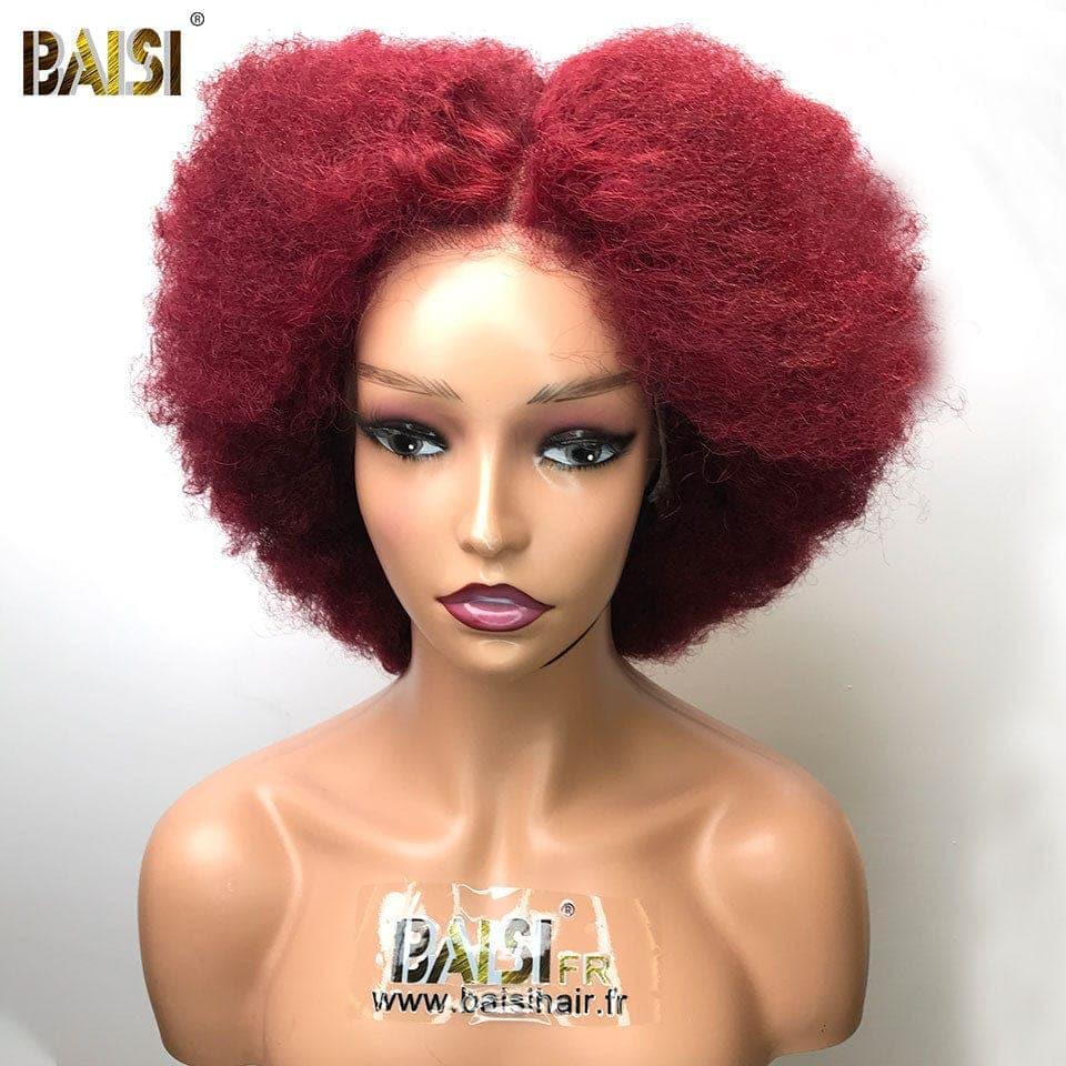 Peruca BAISI 13x4 Afro BCP em cores pré-arrancadas, sem necessidade de cola em cabelo 100% cru, renda já cortada
