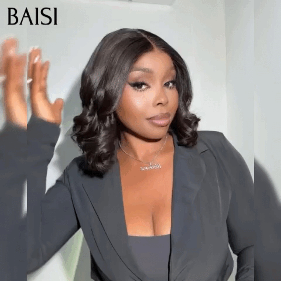 BAISI 4x4 Body Wave Wig 18 polegadas em preto sem cola frontal de renda fácil de usar 100% cabelo humano