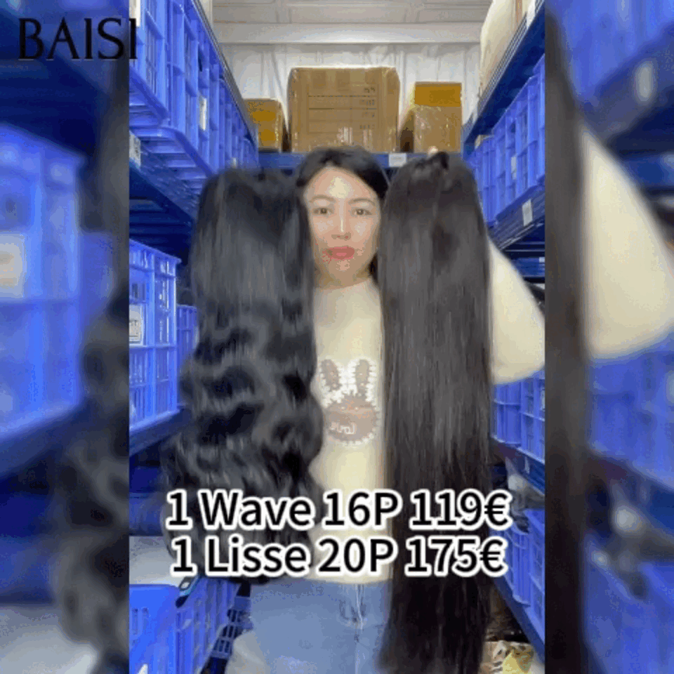 BAISI 13X6 lace frontal Perruque Body Wave 16 Pouces 119€ ou Lisse 20 Pouces 175€ en Couleur noir En 100% Vrais Cheveux Humais Code : BS120