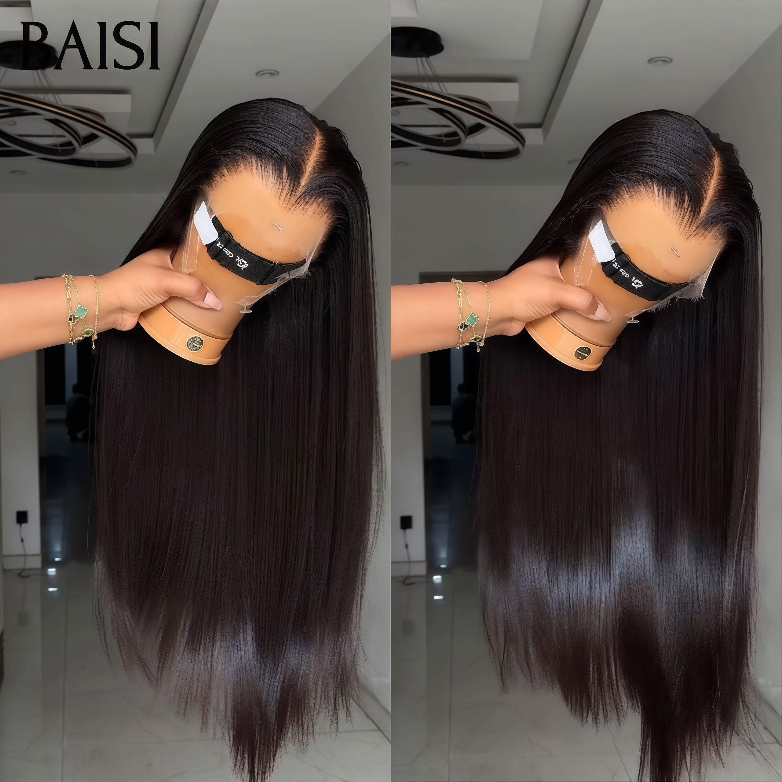 BAISI 13x6 HD lace Invisible Perruque Lisse en Noir 100% Vietnam Hair de luxe 300% Densité plus de 20 ans d' utilisations en 100% Cheveux Humains (Copy)