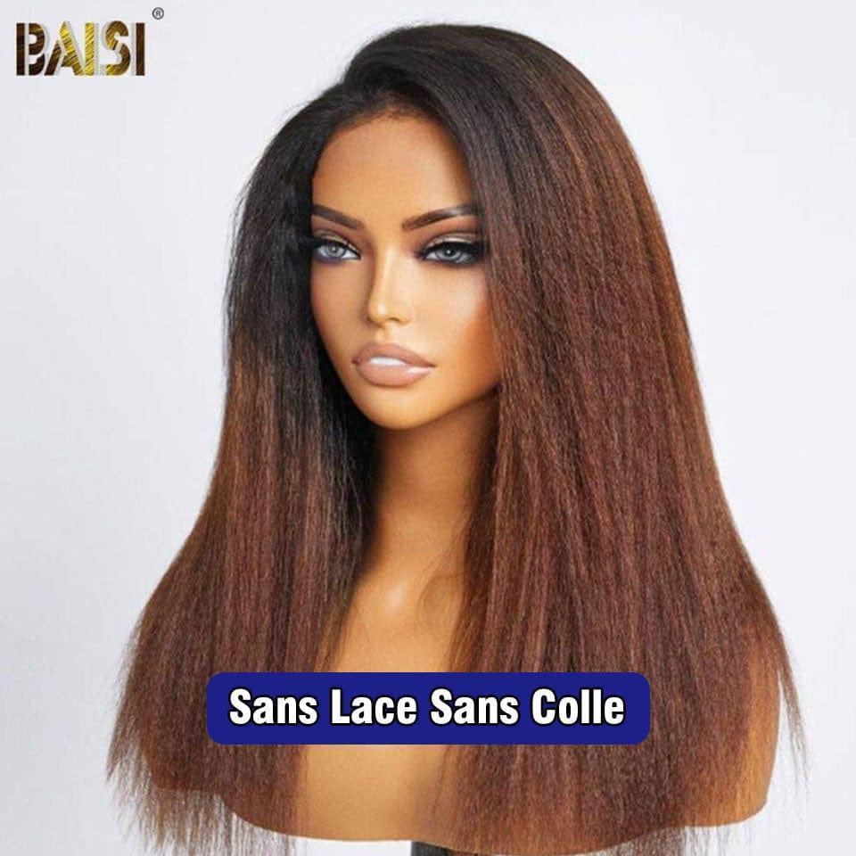 BAISI 13x4 Peruca frontal crespo reta na cor # 1B # 4 pré-arrancada sem necessidade de cola em cabelo 100% cru renda já cortada