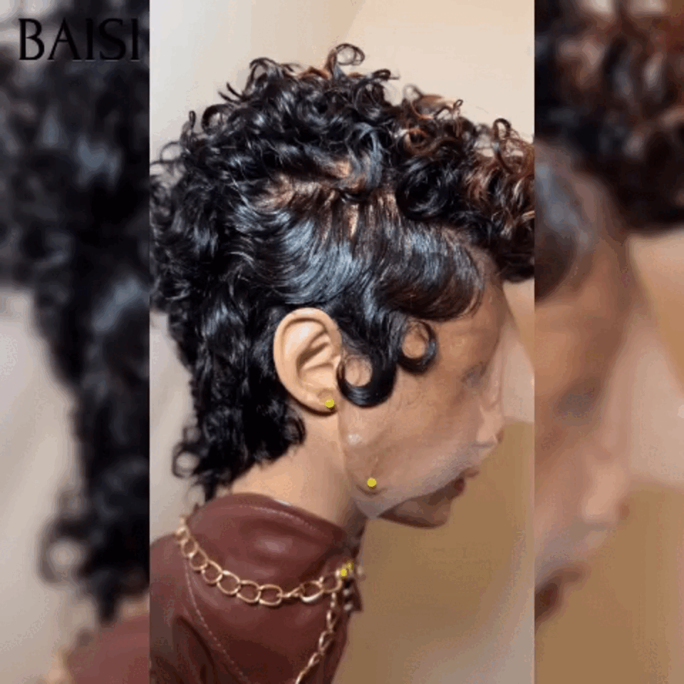 BAISI 13X4 Spitzen-Pixie-Wellenperücke in der Farbe 99J# 65 € in 100 % Echthaar BAISI20