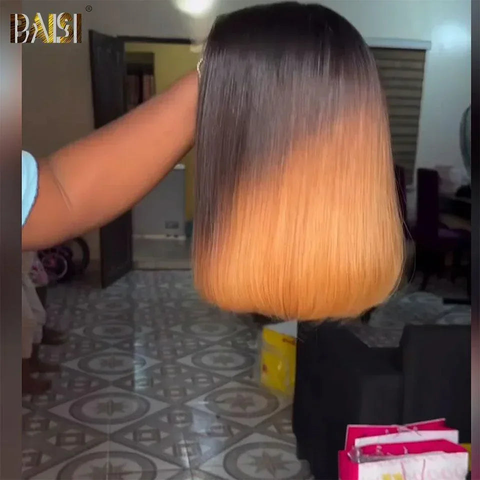 Peluca recta BOB dibujada doble de lujo de encaje BAISI Big Promo 2x6 en colores mezclados 1b/4#/30# en cabello humano 100% D