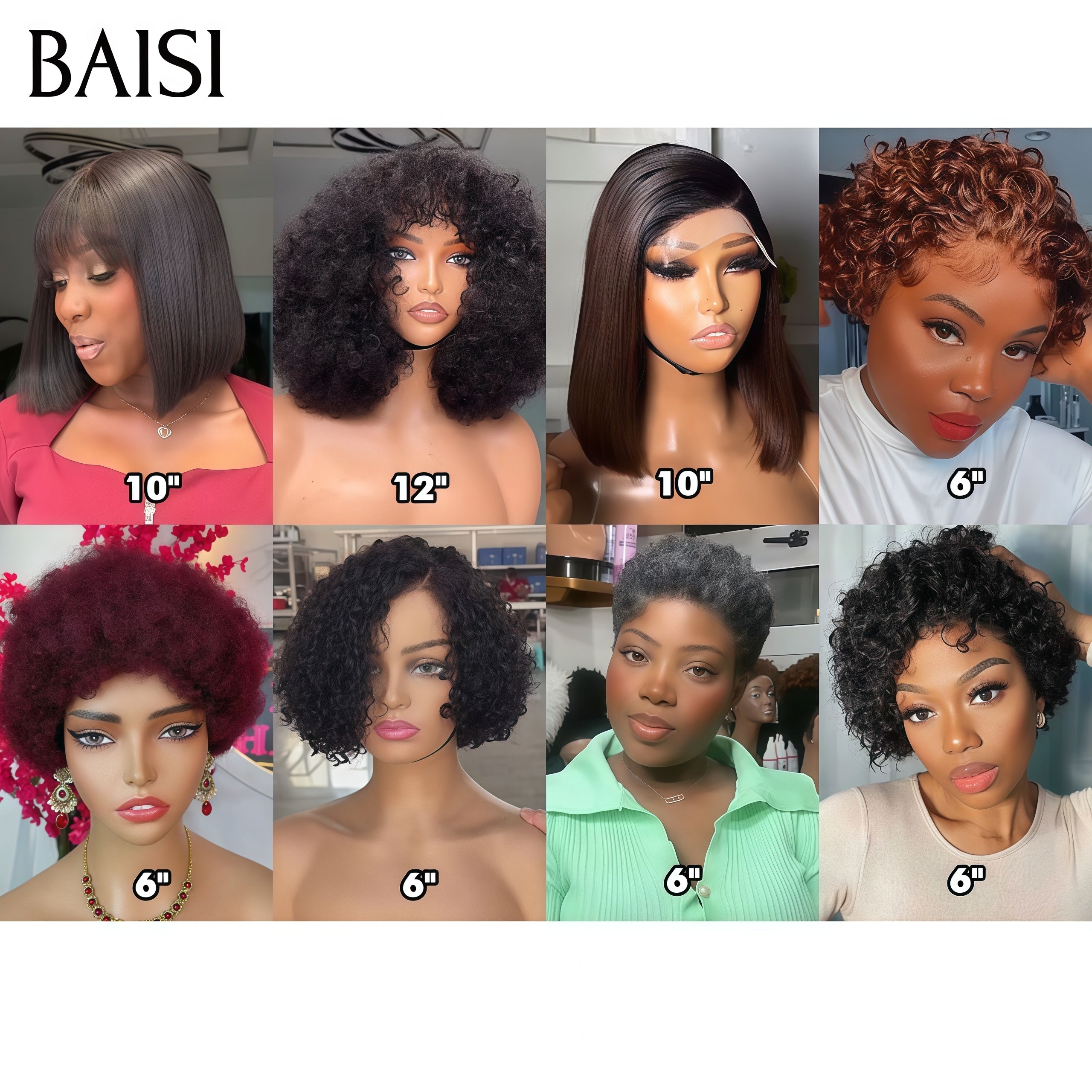 BAISI 8 Bob-Perücken zum halben Preis 340 € in 100 % Echthaar