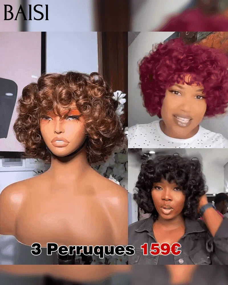 BAISI vente flash 3 perruques 159€ et 4 perruques 199€ en 100% vrais cheveux humains 199 euro FR38