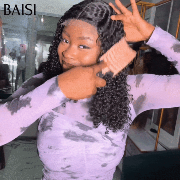 BAISI Grand REBAJAS IVA 0€ Volumen 300% densidad 14 Pulgadas 85€ 4X4 Pelucas onduladas rizadas de lujo hebras vírgenes doblemente dibujadas en cabello 100% humano FR20